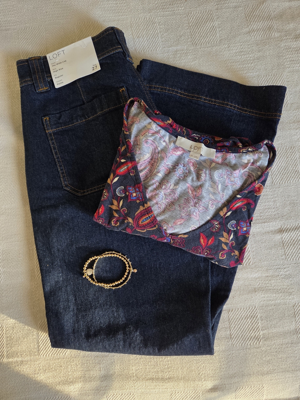 LOFT Dark Blue Wide Leg Jeans